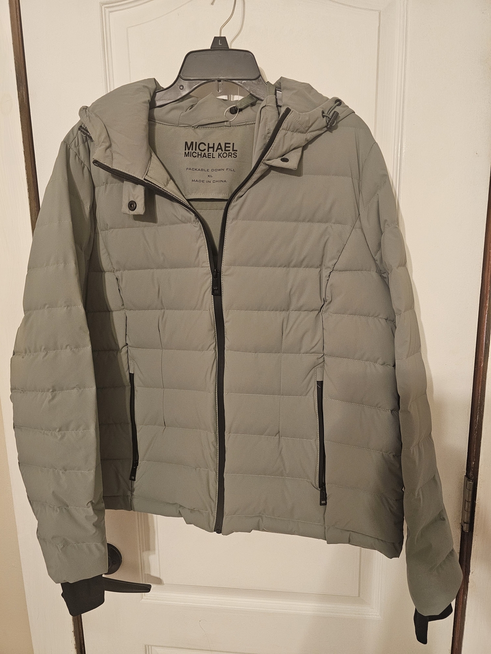 Michael Kors Women Olive Green Hooded Quilted Puffer Jacket